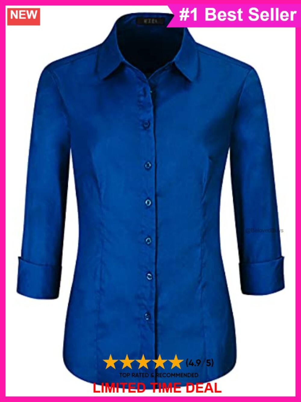 Women's Slim Fit Long Sleeve Button Down Collar Blouse